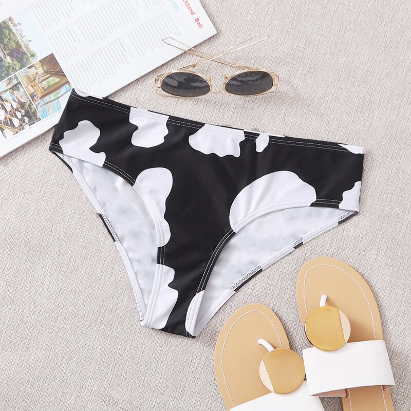 Cow Print Bikini Bottom, Black and white