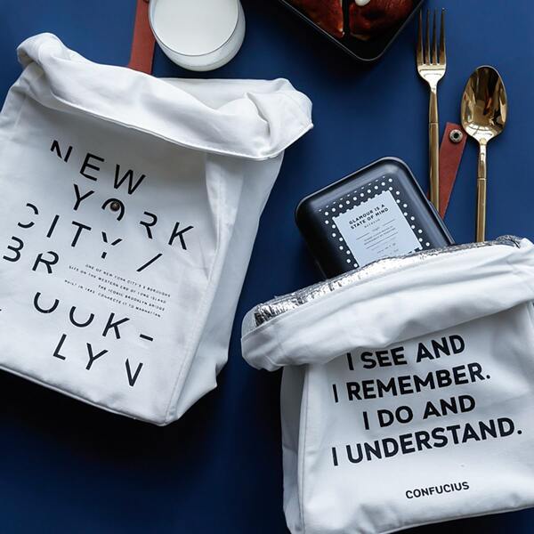 

1pc Letter Graphic Random Lunch Bag, White