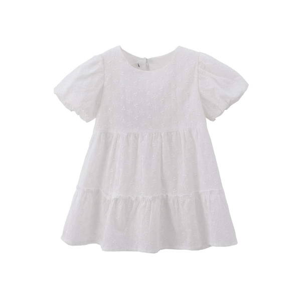 

Toddler Girls Eyelet Embroidery Smock Dress, White