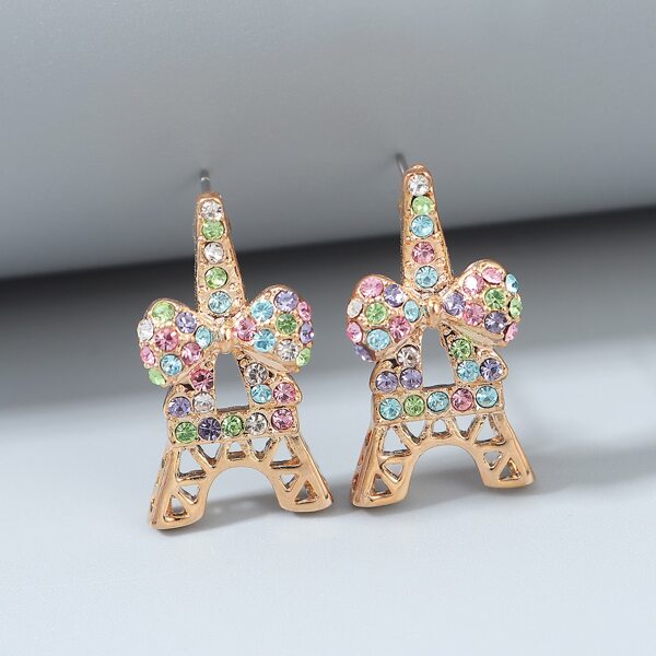 

Rhinestone Bow Stud Earrings, Multicolor
