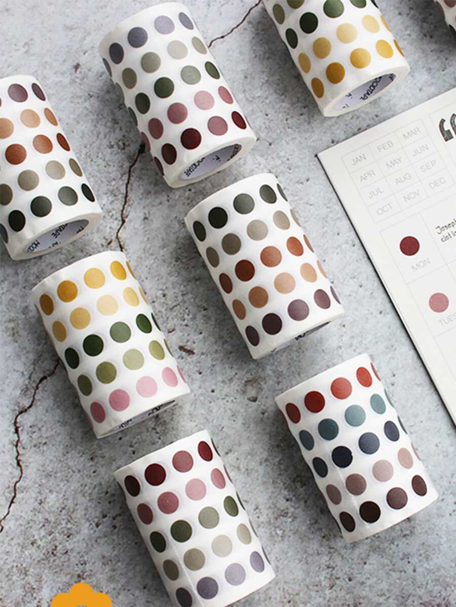 1roll Dot Pattern Random Tape Sticker - Multicolor - View 1