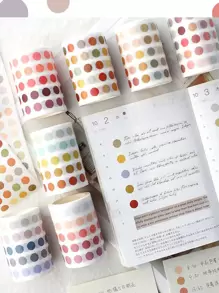 1roll Dot Pattern Random Tape Sticker - Multicolor - View 4
