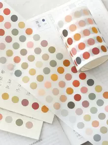 1roll Dot Pattern Random Tape Sticker - Multicolor - View 7
