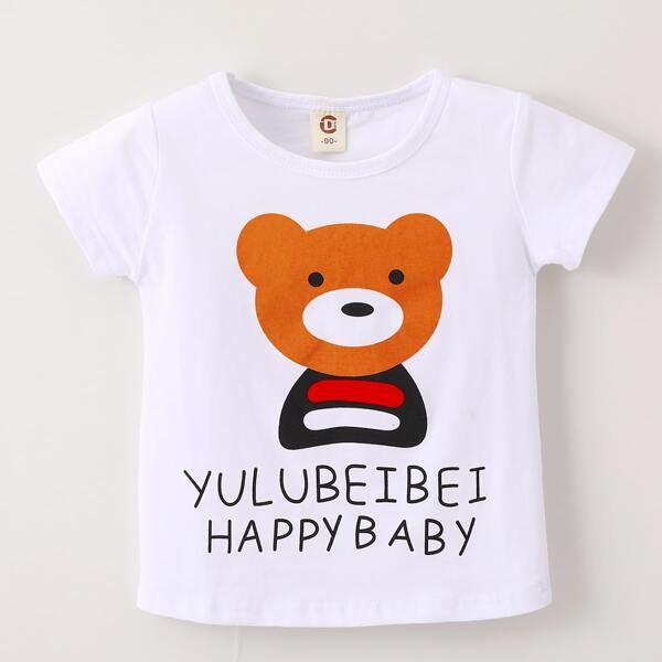 

Белый С карикатурой Повседневный Футболки для маленьких девочек