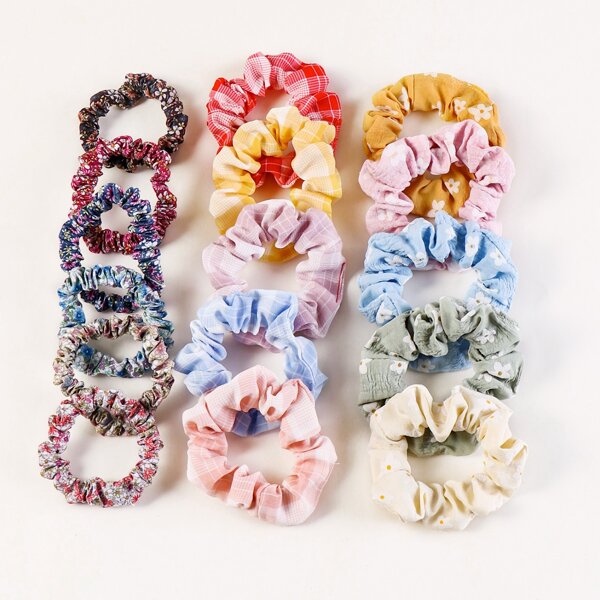 

16pcs Floral Pattern Scrunchie, Multicolor