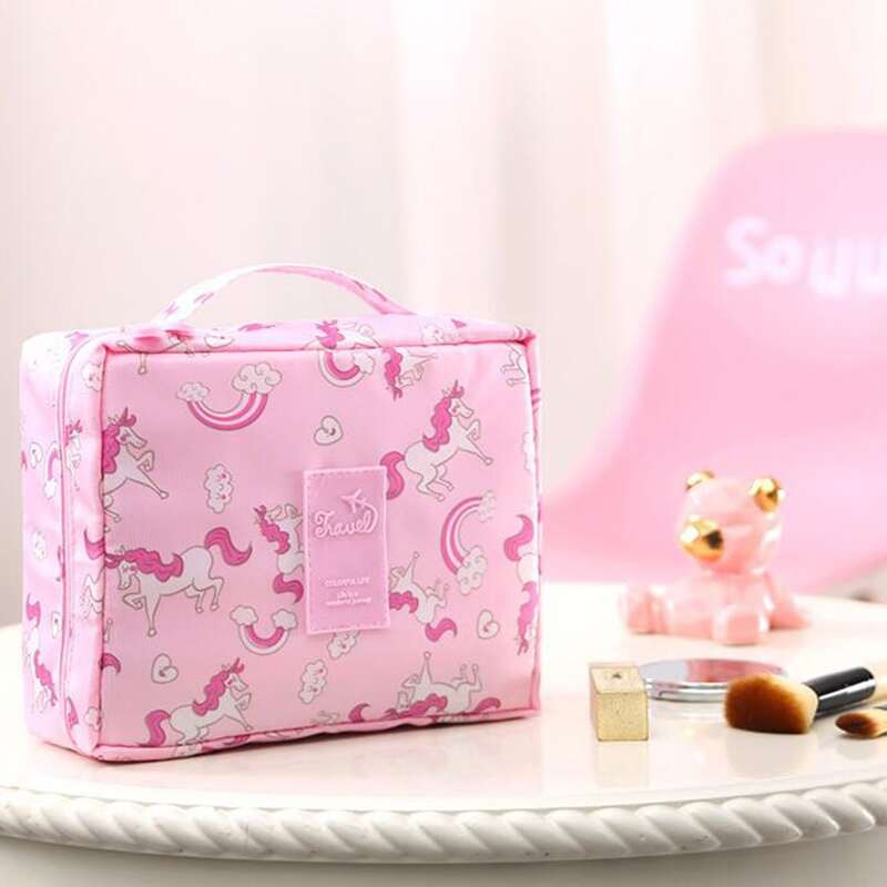 

Unicorn Print Cosmetic Storage Bag, Pink