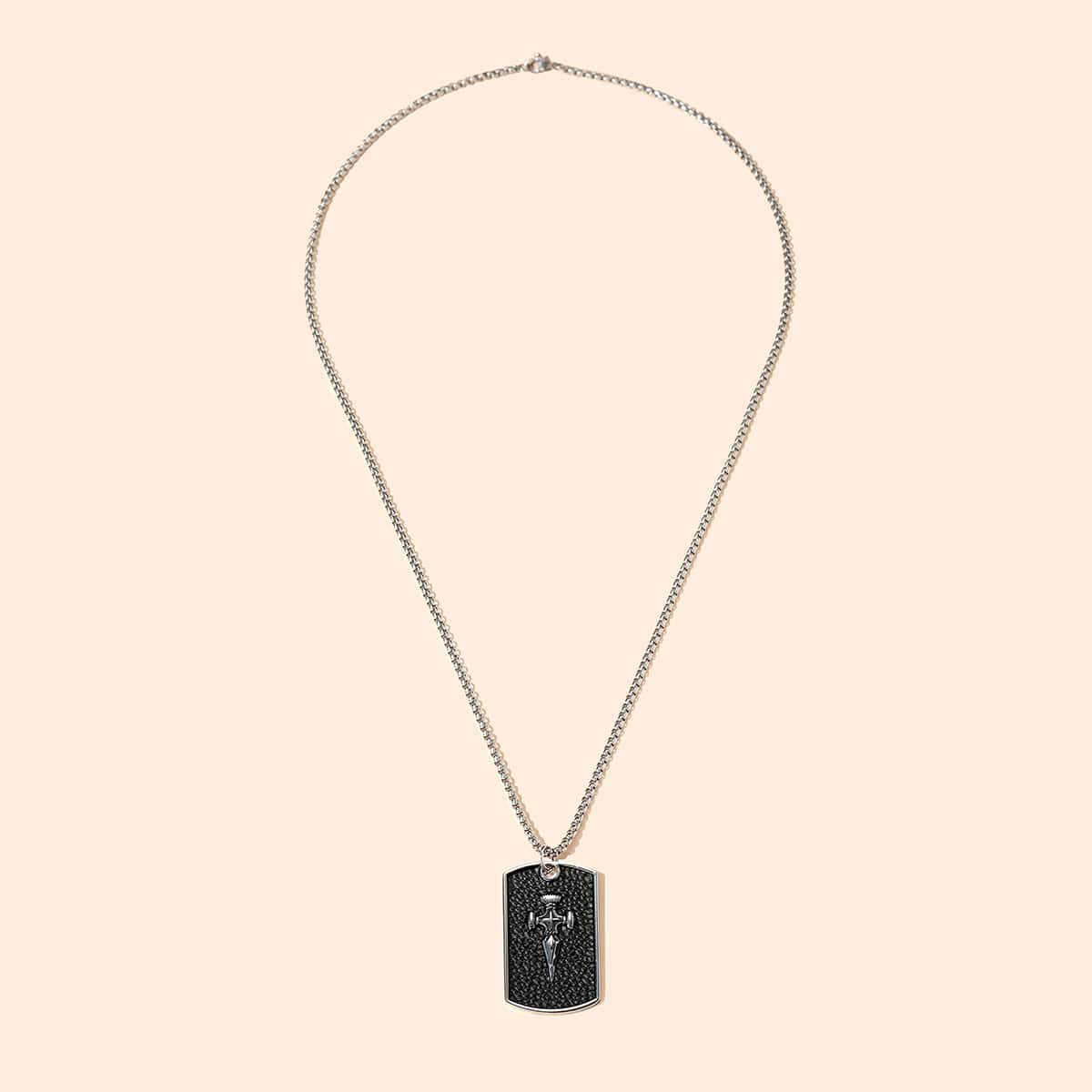 

Guys Cross Geometric Charm Necklace, Silver