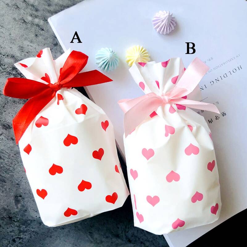 

10pcs Heart Print Packaging Bag, Multicolor