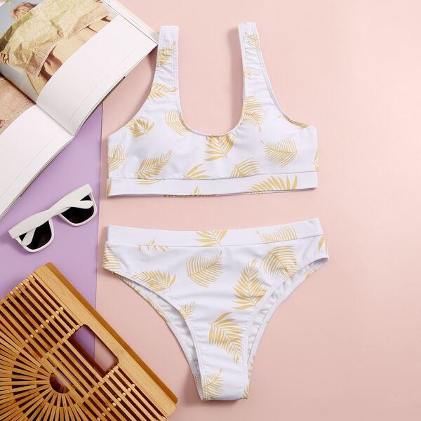 

Leaf Print Bikini Swimsuit, White