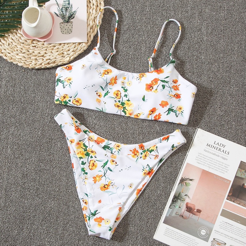 

Floral High Cut Bikini Swimsuit, Multicolor