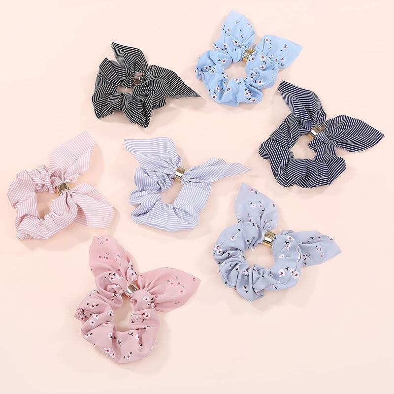 

7pcs Floral Pattern Scrunchie Scarf, Multicolor