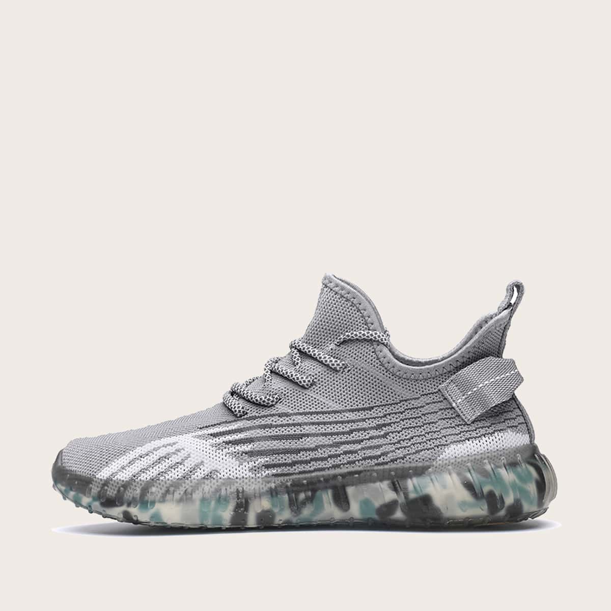 

Guys Striped Lace-up Knit Sneakers, Grey