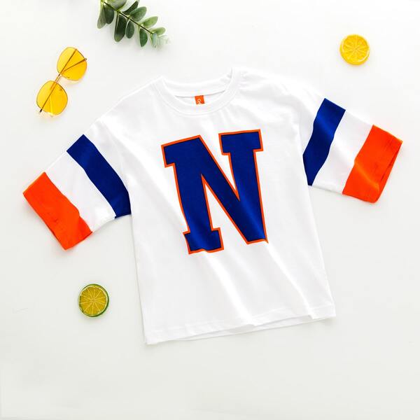

Toddler Boys Colorblock Letter Graphic Tee, White