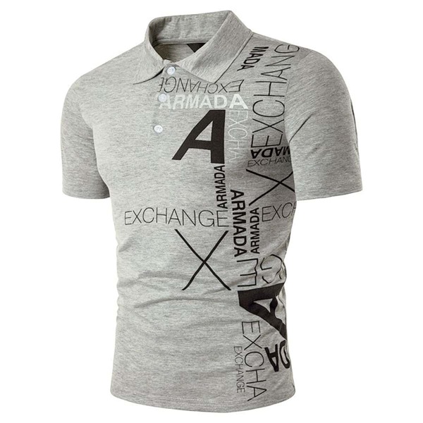

Men Letter Graphic Polo Shirt, Light grey