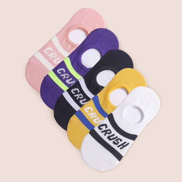 

5pairs Letter Graphic Socks, Multicolor
