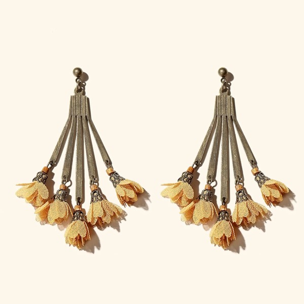 

Flower Decor Drop Earrings, Yellow