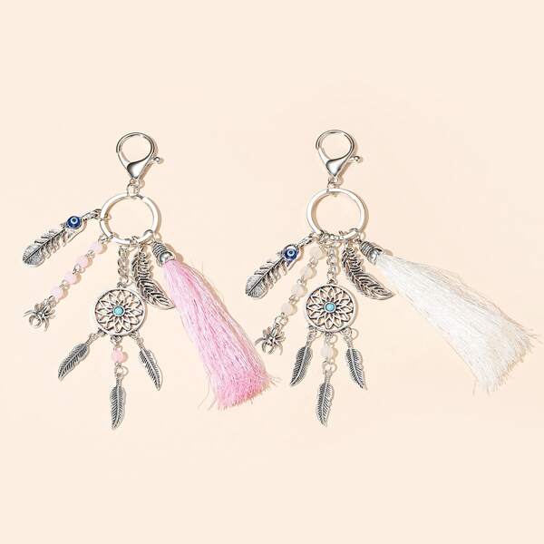 

2pcs Dreamcatcher Charm Keychain, Multicolor