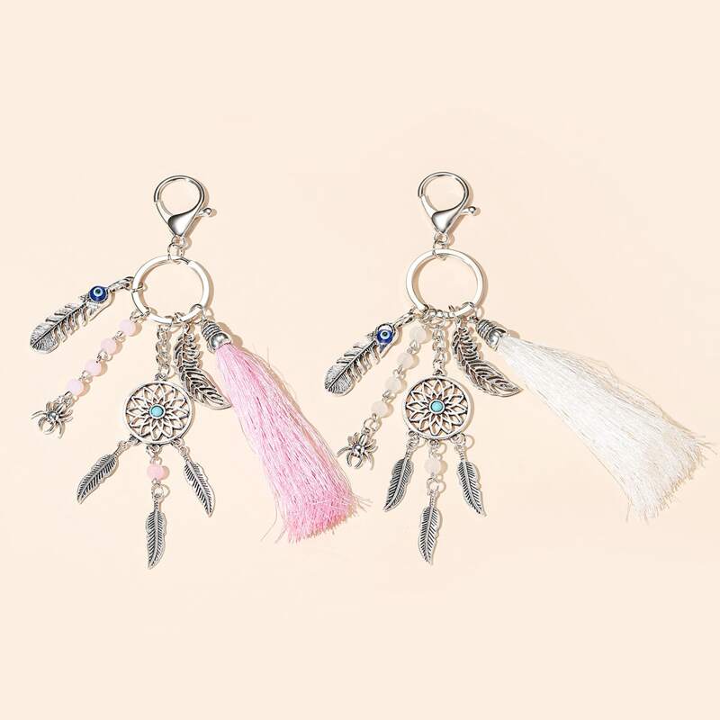 

2pcs Dreamcatcher Charm Keychain, Multicolor