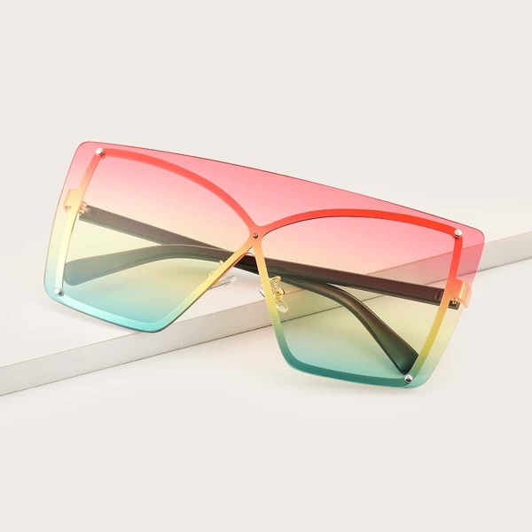 

Flat Top Shield Sunglasses, Multicolor