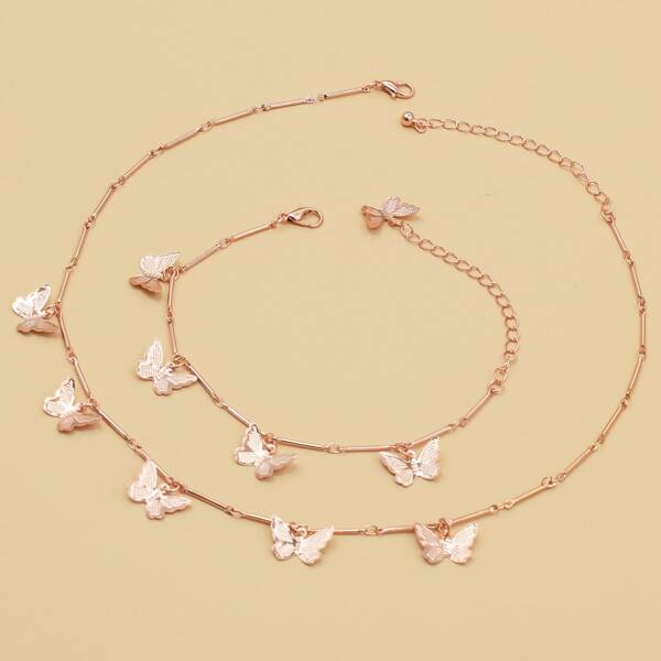 

2pcs Butterfly Decor Jewelry Set, Gold