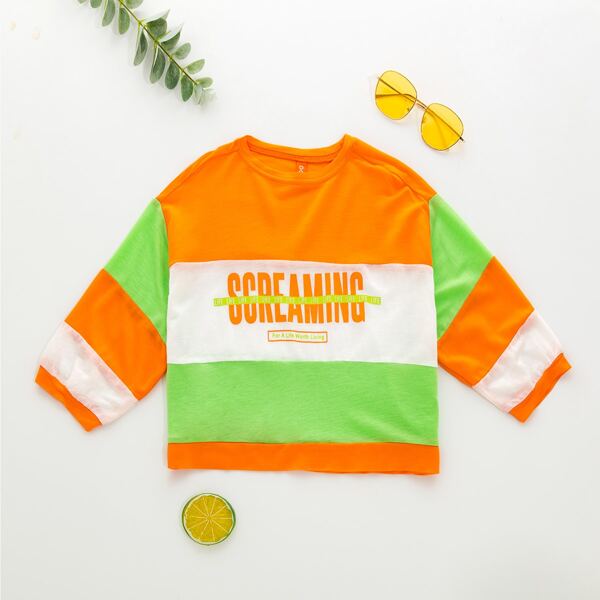 

Toddler Girls Cut And Sew Slogan Graphic Sweatshirt, Multicolor