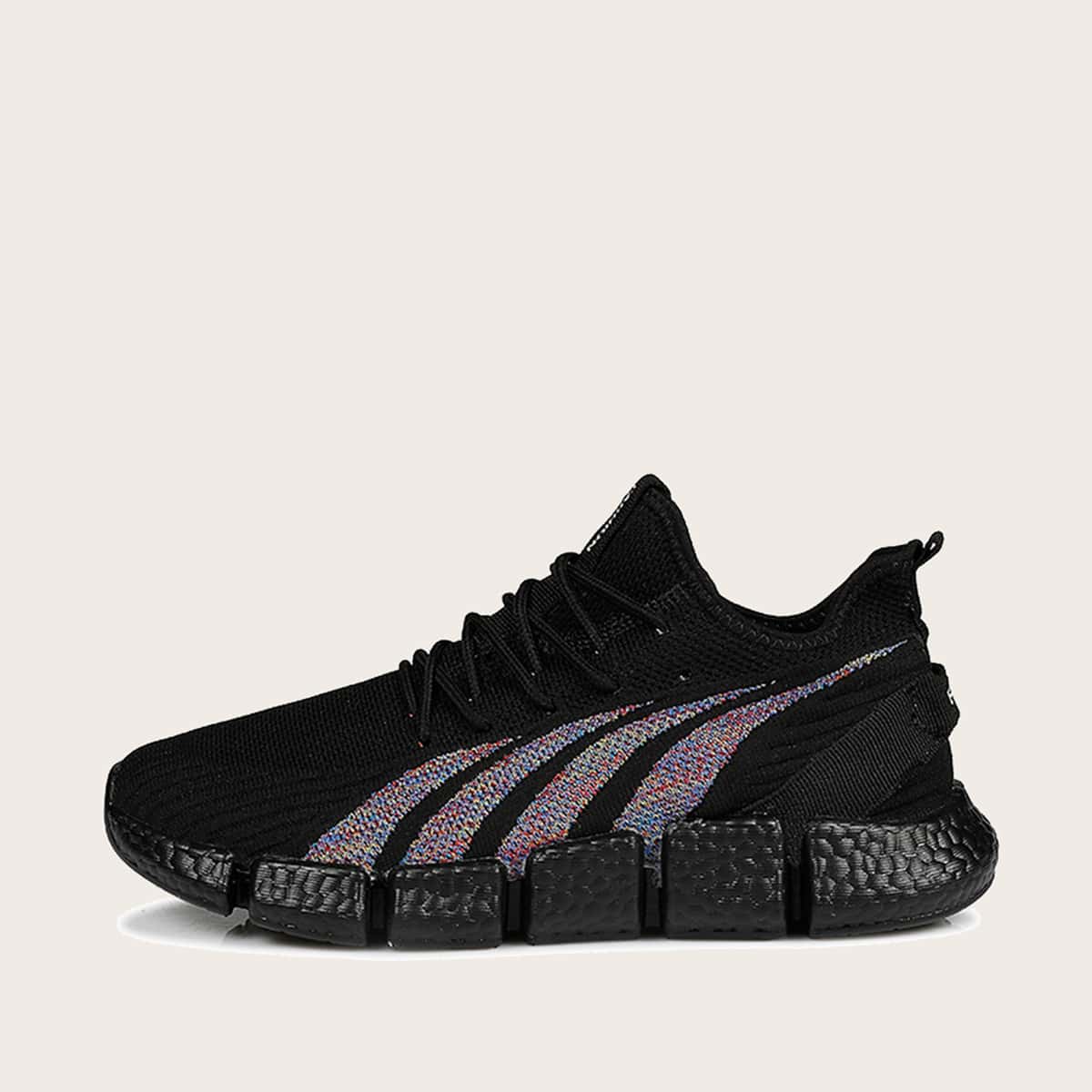 

Guys Lace Up Knit Trainers, Black