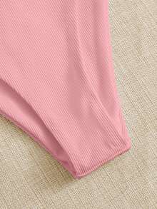 Conjunto De Bikini De Corte Alto Con Aros Y Canalé Summer Beach - Rosa Pálido - Ver 4