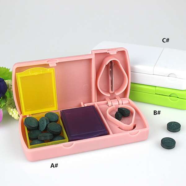 

1pc Portable Pill Storage Box, Multicolor