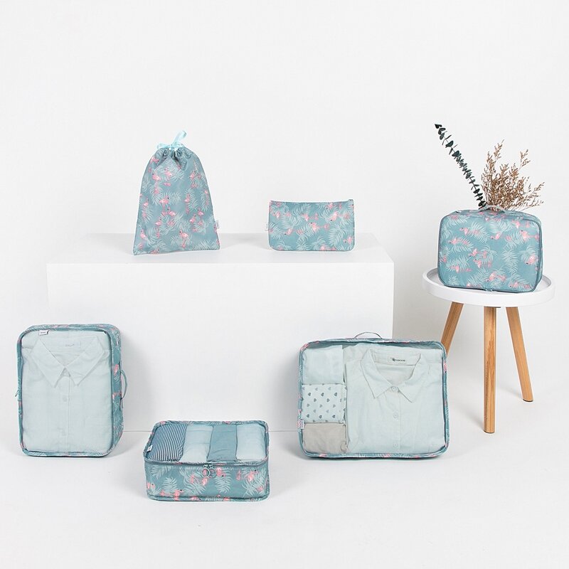 

6pcs Flamingo Print Travel Storage Bag, Multicolor