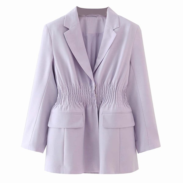 

Smocked Lapel Buttoned Blazer, Lilac purple