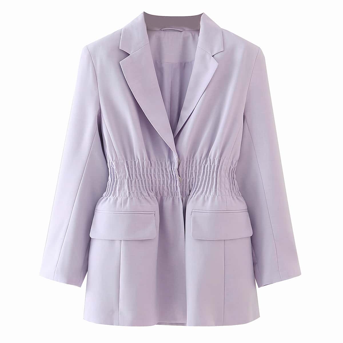 

Smocked Lapel Buttoned Blazer, Lilac purple