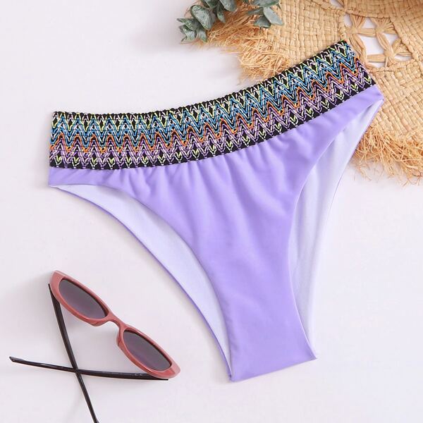 

Contrast Trim Bikini Panty, Pastel lilac purple