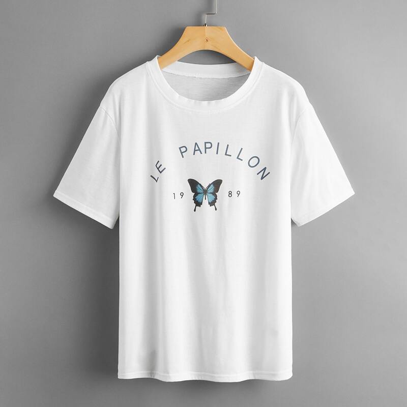 

Butterfly Print Tee, White