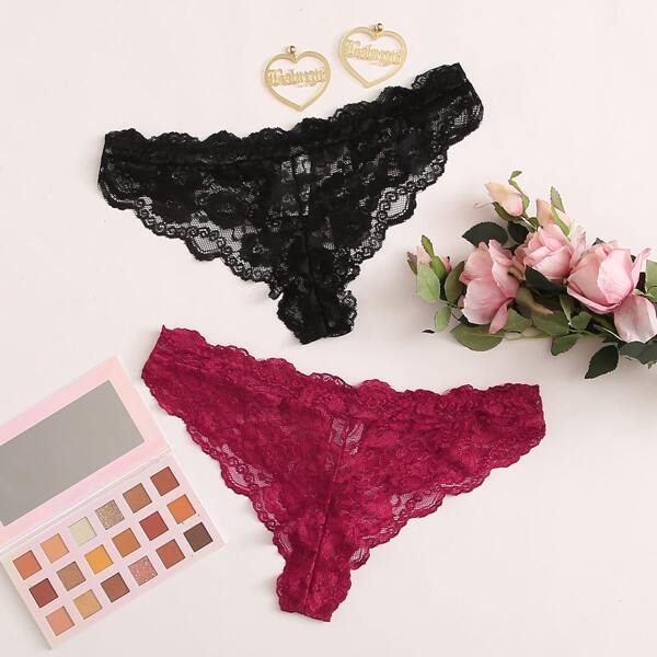

2pack Plus Floral Lace Panty Set, Multicolor