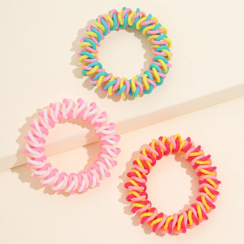 

3pcs Coil Hair Tie, Multicolor