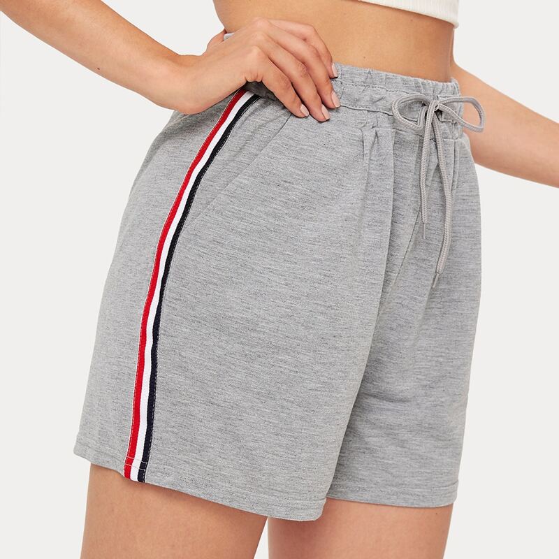 

Striped Side Shorts, Light grey