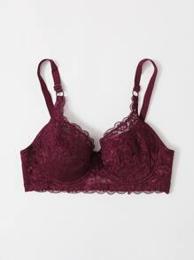 Esselle Lencería De Encaje Floral Y Sujetador Con Aros - Granate - Ver 3