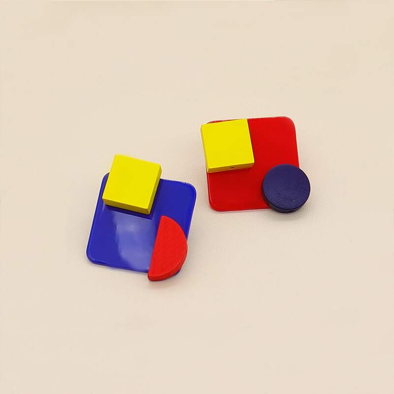 

Colorful Geometric Stud Earrings, Multicolor