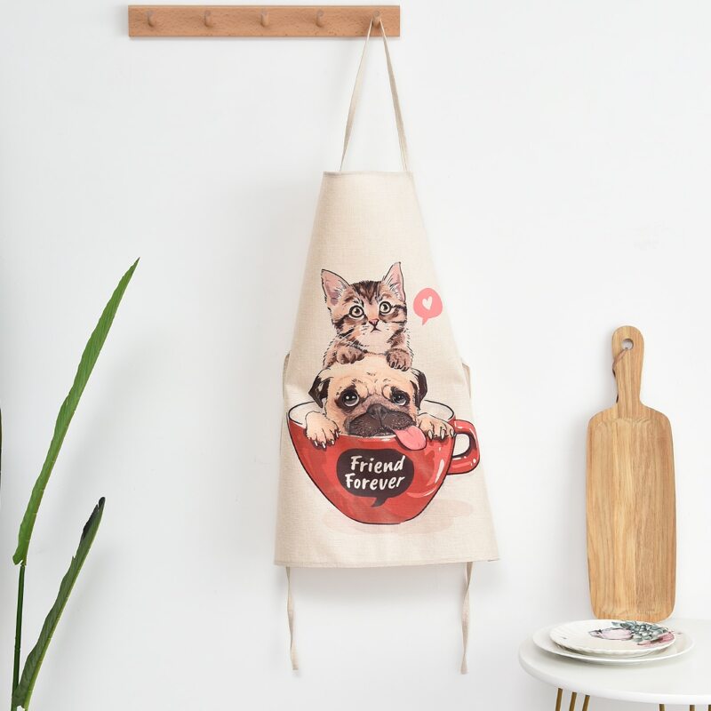 

Cat Print Apron, Multicolor
