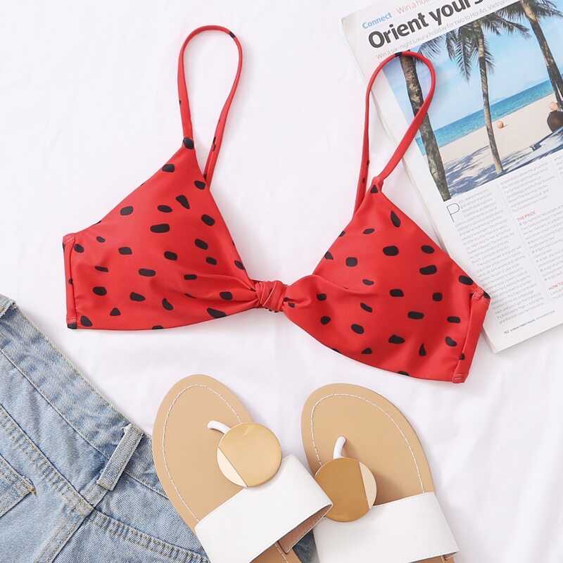 

Dalmatian Knot Bikini Top, Red