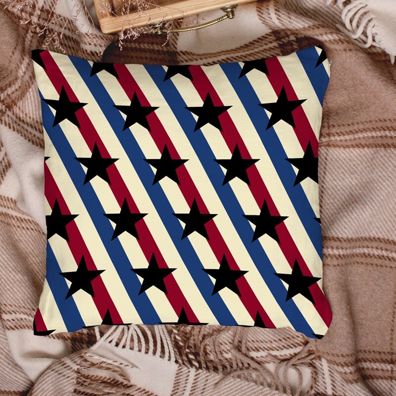

Star & Striped Pattern Cushion Cover Without Filler, Multicolor
