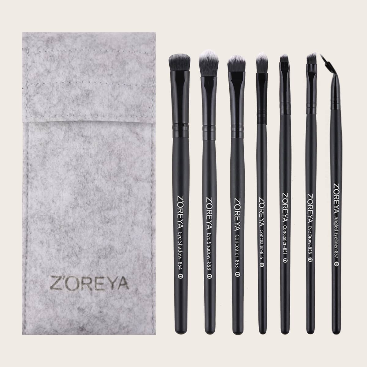 

7pcs Flat Shader Brush With 1pc Storage Bag, Black