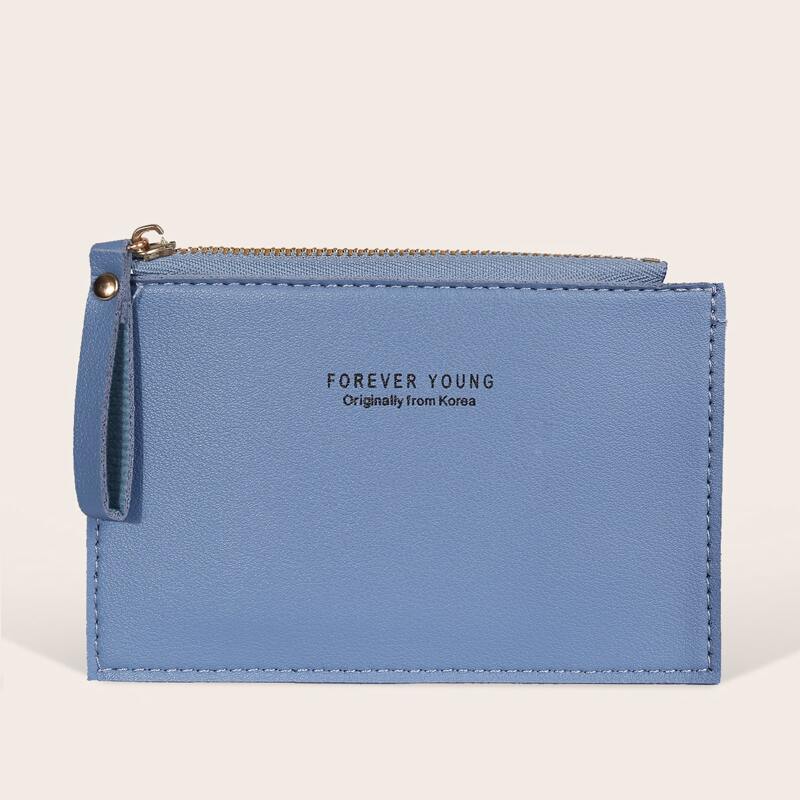 

Letter Graphic Purse With Card Holder, Blue