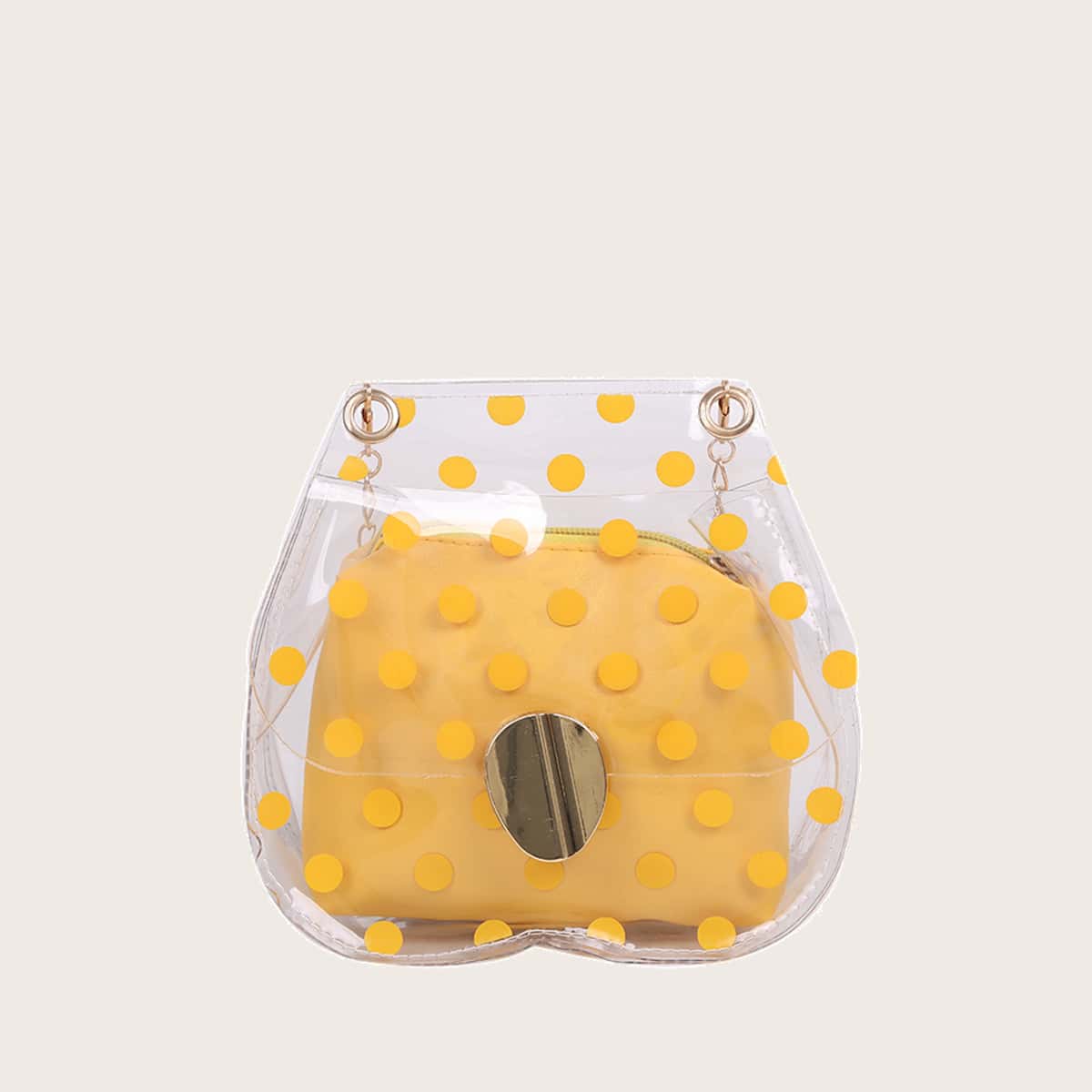 

Polka Dot Clear Crossbody Bag, Yellow
