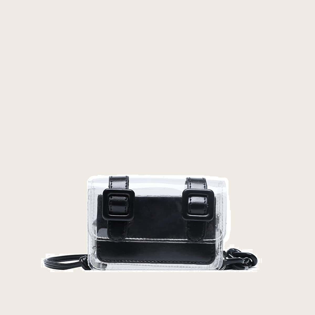 

Clear Mini Crossbody Bag, Black