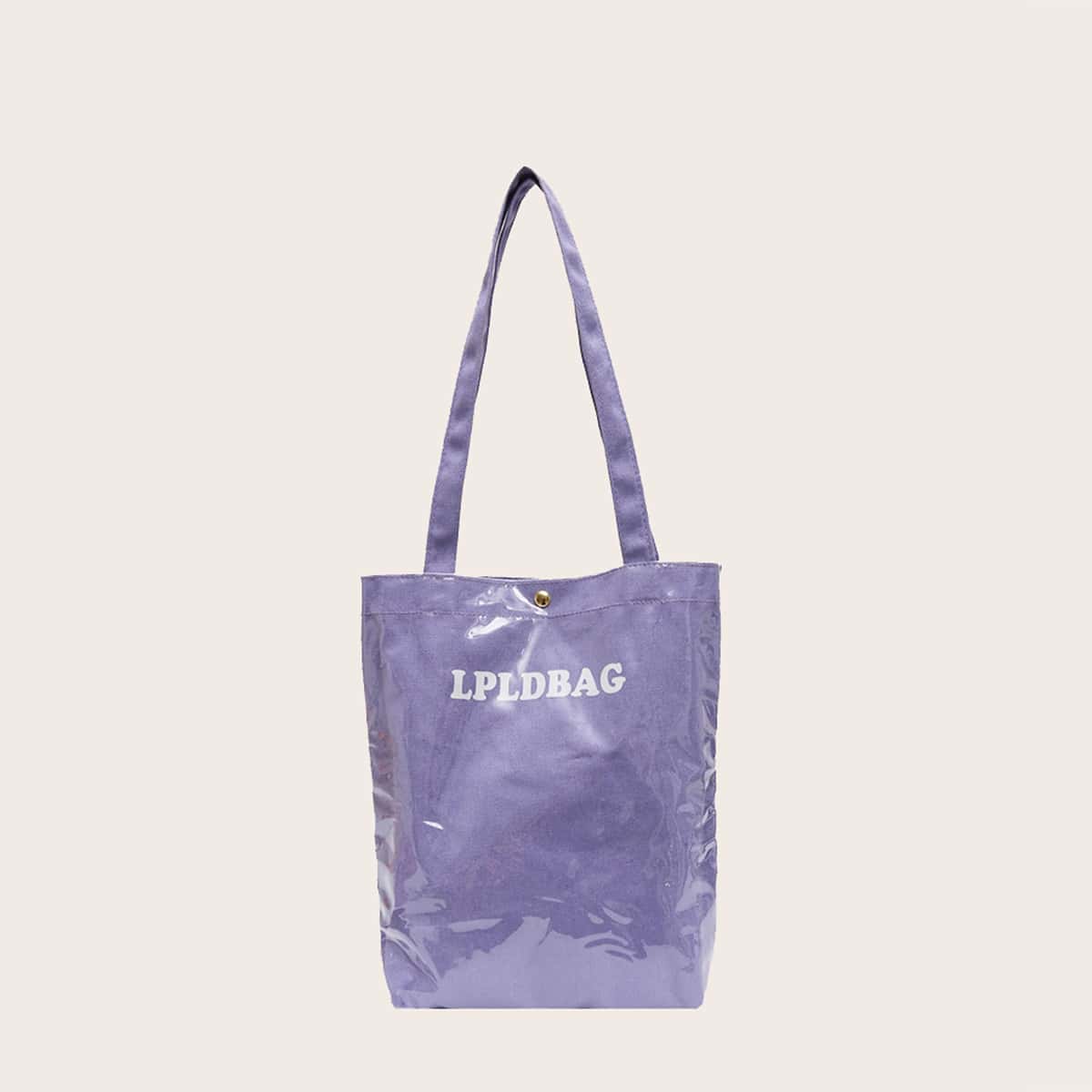 

Letter Graphic Tote Bag, Pastel lilac purple
