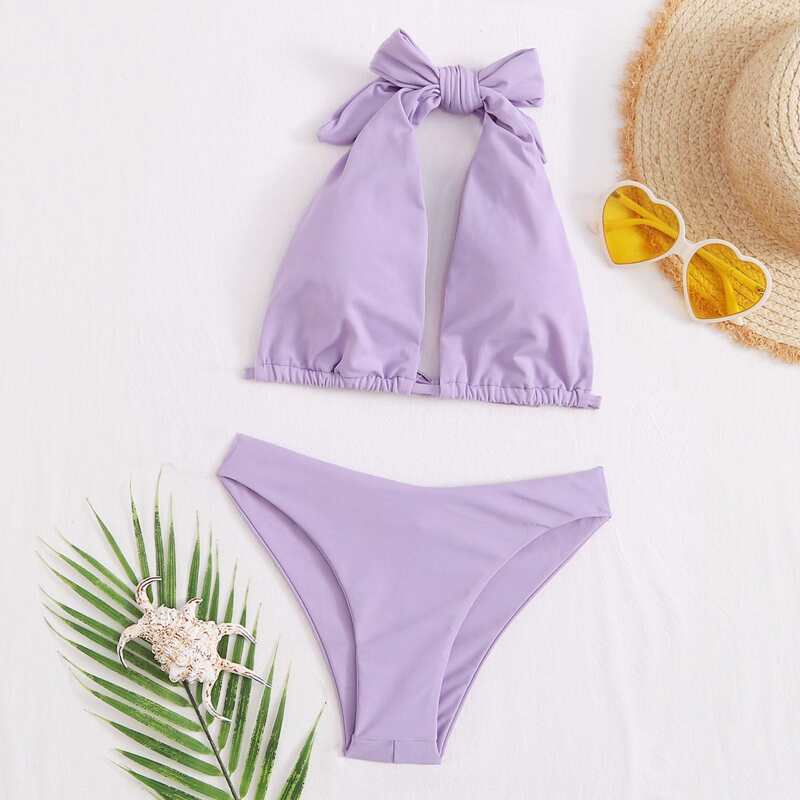 

Halter Bikini Swimsuit, Pastel lilac purple