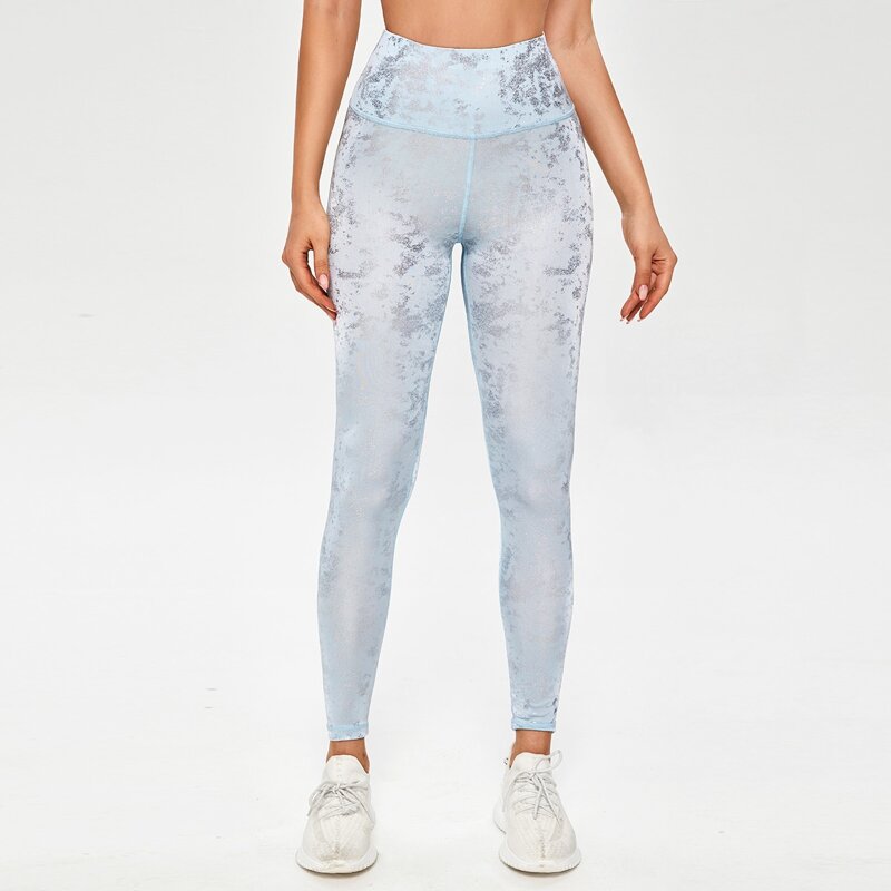 

Wide Band Waist Jacquard Sports Leggings, Baby blue