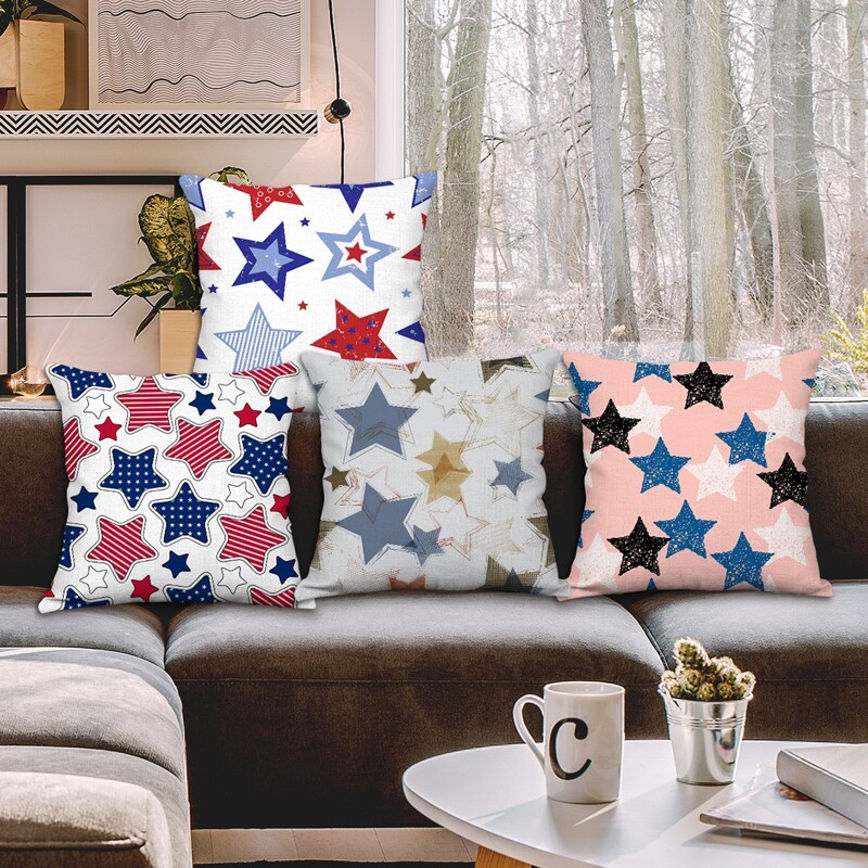 

1pc Star Print Cushion Cover Without Filler, Multicolor