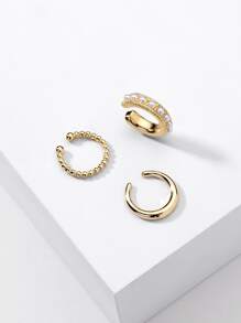 3入組人造珍珠裝飾耳骨夾 - 金黃色 - 查看 1